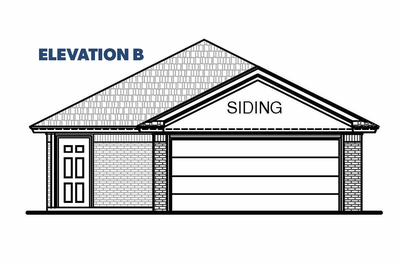 Elevation B. 1,342sf New Home in Muskogee, OK